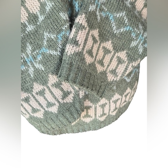 vintage 90’s snowflake pastel sweater mock neck Croquet Club tight knit ribbed - Picture 3 of 10